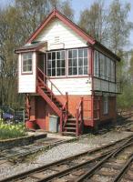 Looking out from Alston station over the level croosing towards the signal box in May 2006.<br><br>[John Furnevel 11/05/2006]