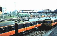 The former Bridgeton Central station in use as a depot in August 1985.<br><br>[David Panton /08/1985]