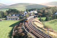 View south at Crawford on 19 October as the lunchtime Glasgow Central - London Euston Pendolino snakes through the long reverse curves and heads towards Beattock.<br><br>[John Furnevel 19/10/2007]