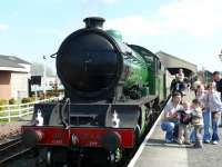 Centre of attraction, either the family or the green loco. Can anyone identify the dad and kids?<br><br>[Brian Forbes /04/2007]