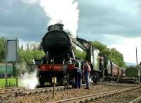 LNER 3442 on the <I>West Highland Railway Centenary</I> special to Fort William on 07 August 1994 receiving attention at Rannoch.<br><br>[John McIntyre 07/08/1994]