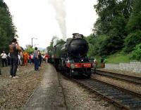 LNER 3442 at the head of the <I>West Highland Railway Centenary</I> special awaiting the arrival of a crossing service at Spean Bridge on 07 August 1994.<br><br>[John McIntyre 07/08/1994]