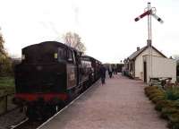 80105 stands at Broomhill with a train for Aviemore on 30 October 2004.<br><br>[John McIntyre 30/10/2004]