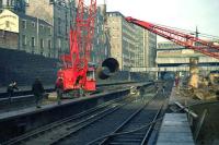 Reconstruction work at Aberdeen station in September 1973 - view north along platforms 6 & 7.<br><br>[John McIntyre /09/1973]