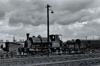 Drummond Caledonian Pug 56035 photographed by Brian Hilton on shed at Ladyburn on 2nd August 1958.<br><br>[Graham Morgan Collection 02/08/1958]