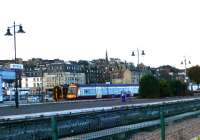 View from east. Stabled trains for early morning services starting from Dunblane are in platforms 4 & 5. This adds a bit of colour to a normally drab grey station. The bushes are situated alongside platform 9 which is where the Alloa service arrives en route to Glasgow Queen Street.<br><br>[Brian Forbes 11/11/2007]