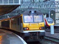 92029 waiting to depart from Glasgow Central with the empty Glasgow Central portion of the Caledonian Sleeper <br><br>[Graham Morgan 10/11/2007]