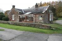 The old Scotch Dyke station on the Waverley route, closed to passengers in 1949. Looking southwest from the level crossing towards Longtown on 3 November 2007. Still <I>on message</I> some 58 years after closure.<br><br>[John Furnevel 03/11/2007]