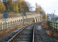 Although the structure is suffering from the effects of subsidence, the old coal drops at Shildon have survived and now form a key exhibit within the grounds of the NRM. View east on 4 November 2007 towards Shildon station. The line in the picture is part of the NRM site and links the open area of the museum at the western end of the location with the main exhibition hall off picture in the right background.   <br><br>[John Furnevel 04/11/2007]