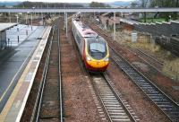 A Pendolino heading for Glasgow Central runs north through Carstairs on 26 November.<br><br>[John Furnevel 26/11/2007]