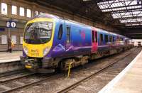 First TransPennine 185 128 stands at the west end on 27 November. <br><br>[Bill Roberton 27/11/2007]