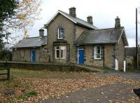 The former Border Counties Railway station in the village of Barrasford, Northumberland, standing on the banks of the North Tyne and seen here looking west on 5 November 2007. The famous old quarry located to the north of the village, and now operated by Tarmac Construction, claims to have supplied building materials to the Emperor Hadrian. <br><br>[John Furnevel 05/11/2007]