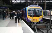 First TransPennine Express 185 130 stands at Waverley on 4 December with the 12.56 special to Glasgow Central. The train, together with associated events, was organised by FTPE as a precursor to the launch of the new services linking Edinburgh and Glasgow with Manchester Airport, which commence on 9 December.<br><br>[John Furnevel 04/12/2007]