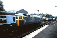 47 707 <I>Holyrood</I> at Dunblane in June 1984 with a train for Aberdeen.<br><br>[David Panton /06/1984]