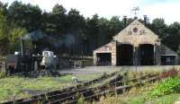 The shed at Beamish on 18 October 2006. In steam on the left stands the replica of Puffing Billy being made ready for its next run.<br><br>[John McIntyre 18/10/2006]