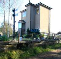 Standing on the Border Counties trackbed at Reedsmouth on 5 November looking back towards the junction. The viewpoint shows the height of the former signal box. Note the garden ornament.<br><br>[John Furnevel 05/11/2007]