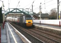 The National Express East Coast 09.52 Aberdeen - Kings Cross HST rushes through Drem station on 13 December 2007.<br><br>[John Furnevel 13/12/2007]