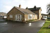 The old station at Scotsgap on the Wansbeck Railway looking south east towards Morpeth on 8 November 2007. The sign on the building reads <I>'Wannie Line, 1863 - 1966'</I>. <br><br>[John Furnevel 08/11/2007]