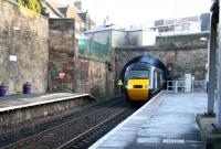 A northbound HST emerges from Haymarket tunnel and runs into platform 2 on 20 December. <br><br>[John Furnevel 20/12/2007]