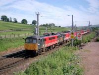 Virgin trains WCML service heading north past Harrisons Sidings in 2002.<br><br>[Ewan Crawford //2002]