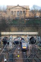 Eastbound train entering the centre tunnel under The Mound.<br><br>[Ewan Crawford 24/12/2007]