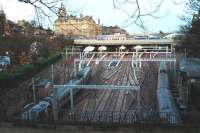 Gray ... hardly the most exciting livery for a train. The Mound tunnel approach ready for wires.<br><br>[Ewan Crawford 24/12/2007]