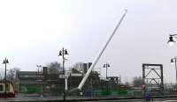 New footbridge with supports at the south end of Stirling.<br>
This structure is to enable access between the City Centre and the Forthside housing area now being erected on the site of the former goods yard.<br><br>[Brian Forbes 27/12/2007]