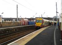 A Springburn service formed by 334033 stands at Partick on 2 January.<br><br>[John McIntyre 02/01/2008]