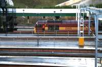 Looking north from Market Street over the west end of Waverley on Sunday 6 January 2008 as 60029 <I>Clitheroe Castle</I> gets ready to leave platform 16 with a PW/electrification train.<br><br>[John Furnevel 06/01/2008]