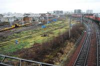 Works at Shields Road. From left to right: Glasgow to Paisley Gilmour Street line, Smithy Lye sidings (once site of a carriage shed), connecting line, City of Glasgow Union line. Formerly off to the right were the fly-under from the CGU to the General Terminus line and the connection to the Paisley Canal line.<br><br>[Ewan Crawford 27/12/2007]