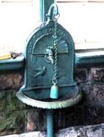 Platform drinking fountain at Garelochhead in September 1987 - with metal cup still attached! <br><br>[David Panton /09/1987]