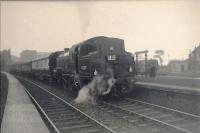 The Stephenson Locomotive Society Special Tour. At Possil. 2.6.4T 42207 (Driver Mullen) and four corridors.<br><br>[G H Robin collection by courtesy of the Mitchell Library, Glasgow 29/04/1950]