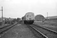 A DMU standing in the goods yard at Fraserburgh on 01 June 1974 with the Buchan Belle railtour.<br><br>[John McIntyre 01/06/1974]