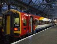 Southwest Trains liveried 158789 just arrived at Platform 8 of Glasgow Central<br><br>[Graham Morgan 12/01/2008]