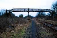 West end of Kirkland Yard looking east. This very fine footbridge crossed the yard throat at its west end. The Leven Railway was to the left.<br><br>[Ewan Crawford 04/01/2008]