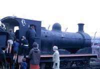 The former SRPS yard in Falkirk during an open day in 1970. Despite still appearing in its final British Railways withdrawn state ex NB Holmes class J36 0-6-0 65243 <I>Maude</I> is nonetheless turning out to be quite an attraction with visitors. [See image 34229]   <br><br>[John McIntyre //1970]