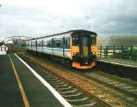 The daily service to Carnoustie at Golf Street in July 1998. (The trains destination blind did not contain <I>Carnoustie</I> - hence <I>Dundee</I> remains on display). <br><br>[David Panton /07/1998]