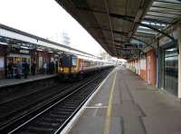 A class 444 unit, on a service for London Waterloo, calls at Basingstoke on 25 January.<br><br>[Michael Gibb 25/01/2008]