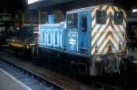 Class 03 diesel shunter 03 397 stands at the buffer stops at Norwich station in 1980 with a pw train.<br><br>[Ian Dinmore //1980]