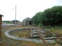 The old locomotive shed and turntable at Westport, County Mayo in 1988.<br><br>[Bill Roberton //1988]