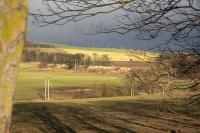 The old emankment once used by the Fordell Railway seen looking northeast from a point near Dalgety Bay station on 30 January 2008. The line, which began life as an early waggonway, was originally built to carry coal from the mines on the Fordell Estate to St Davids Harbour on the Firth of Forth. The last coal was shipped from St Davids Harbour in 1946. <br><br>[Bill Roberton 30/01/2008]