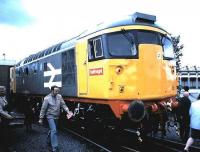 A class 26 stands at Haymarket MPD during an open day on 24 August 1985.<br><br>[David Panton 24/08/1985]