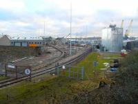 Aberdeen Waterloo is currently being re-developed in conjunction with Aberdeen Harbour Board to add 2 additional 300 metre long sidings to handle increasing freight arriving at and leaving the port by rail. Here is the scene on the 12th of January 2008 as work gets underway. <br><br>[John Williamson 12/01/2008]