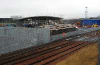 New signalling centre building under construction at Cowlairs.<br><br>[Ewan Crawford 02/02/2008]