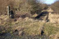 A farm accommodation crossing south of Elbowend Junction photographed on 6 February 2008. The old crossing is on part of the Charlestown/Crombie branch dating from the original Elgin Railway of 1723. <br><br>[Bill Roberton 06/02/2008]