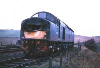 A forlorn looking D364 stands in a siding at Shankend on 29 September 1965 following a derailment in which the locomotive sustained front end damage. <br><br>[Robin Barbour Collection (Courtesy Bruce McCartney) 29/09/1965]