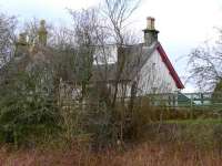 View east showing the former station house at Tullibardine on 18 February 2008. The old platform runs left to right in front of the building and is complete.<br><br>[Brian Forbes 18/02/2008]