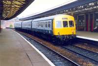 Local service DMU at Arbroath in 1989 about to leave for Dundee.<br><br>[Ewan Crawford //1989]