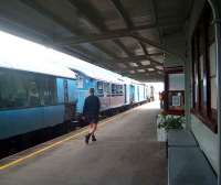 Train at Kaikoura station, New Zealand on the Christchurch - Picton line in May 2005. <br><br>[Brian Smith 02/05/2005]