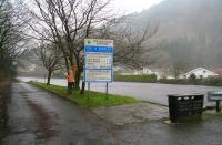 A rainy day in Callander on 20 February 2008. Standing on the former station site and looking over what was once the Callander & Oban Railway route west, now part of the main town car park. [See image 6539]<br><br>[John Furnevel 20/02/2008]